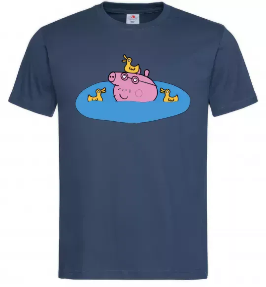 Мужская футболка Папа Свин і качечки Темно-синий фото