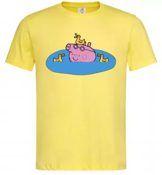 Мужская футболка Папа Свин і качечки Лимонный фото