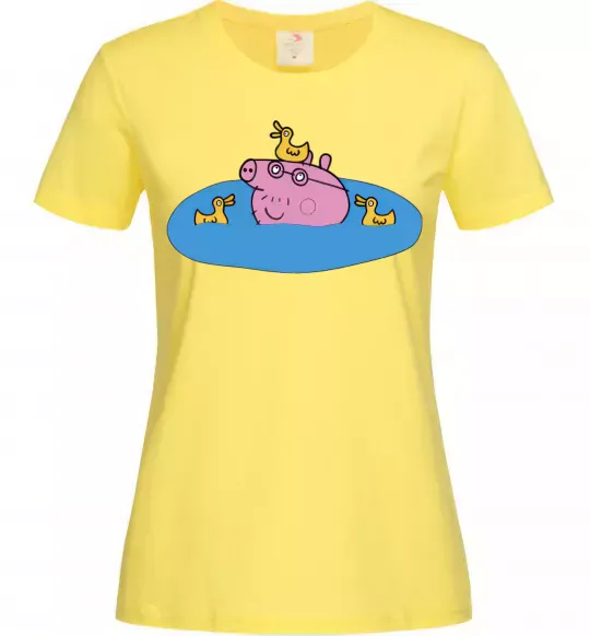 Жіноча футболка Папа Свин і качечки Лимонний фото