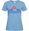 Жіноча футболка Папа Свин і качечки Блакитний фото