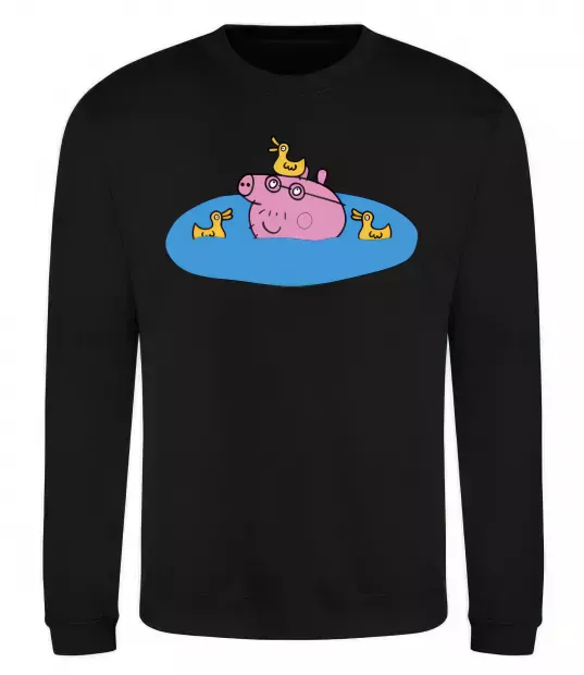 Свитшот Папа Свин і качечки Черный фото