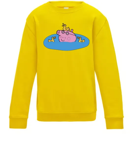 Детский Свитшот Папа Свин і качечки Солнечно желтый фото