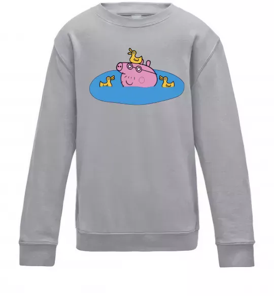 Детский Свитшот Папа Свин і качечки Серый меланж фото