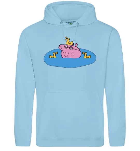 Чоловіча толстовка (худі) Папа Свин і качечки Блакитний фото