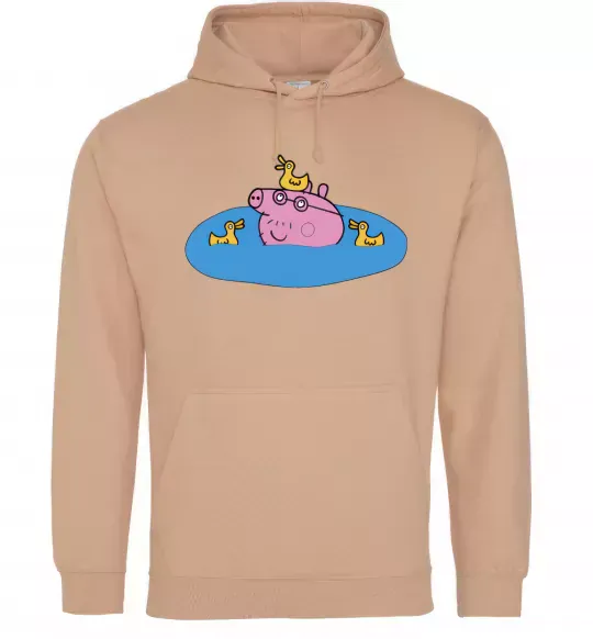 Женская толстовка (худи) Папа Свин і качечки Песочный фото