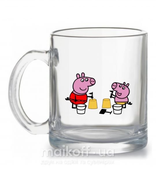 Чашка скляна Пеппа и Джордж на пляже Прозорий фото