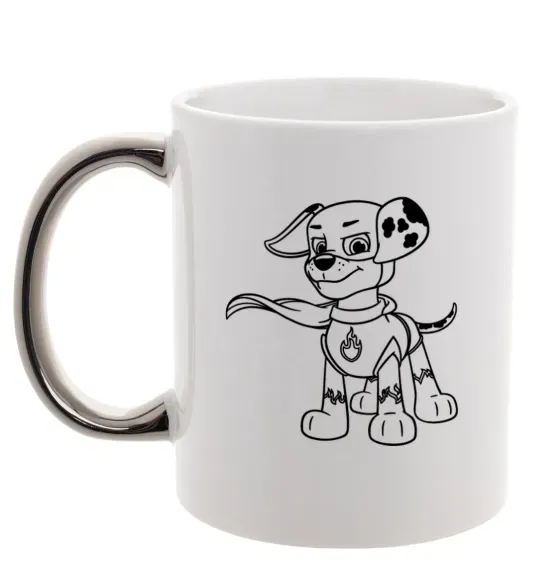 Чашка с цветной ручкой Маршал супер герой Серебро фото