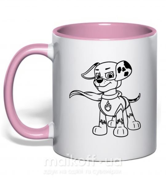 Чашка з кольоровою ручкою Маршал супер герой Ніжно рожевий фото