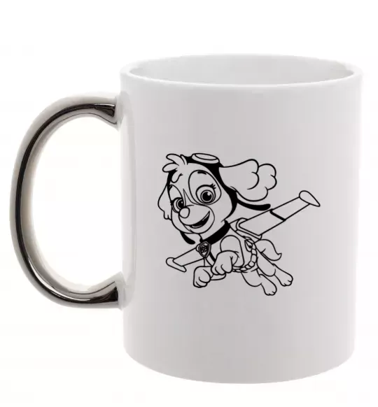 Чашка с цветной ручкой Скай Серебро фото