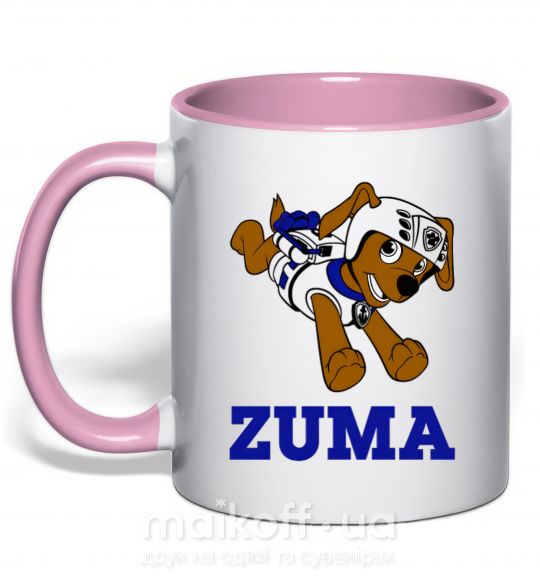 Чашка з кольоровою ручкою Zuma Ніжно рожевий фото