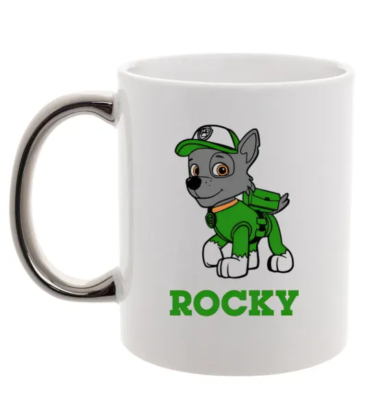 Чашка с цветной ручкой Rocky Серебро фото