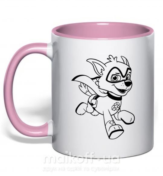 Чашка с цветной ручкой Супер Рокки Нежно розовый фото