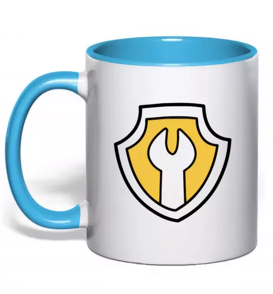 Чашка з кольоровою ручкою Значок Раббл Блакитний фото