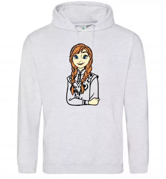 Женская толстовка (худи) Анна Холодне Серце Серый меланж фото