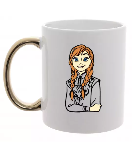 Чашка з кольоровою ручкою Анна Холодне Серце Золото фото