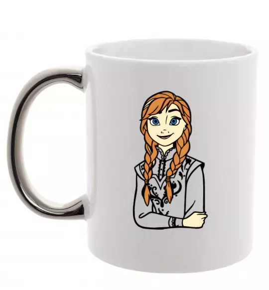 Чашка з кольоровою ручкою Анна Холодне Серце Срібло фото