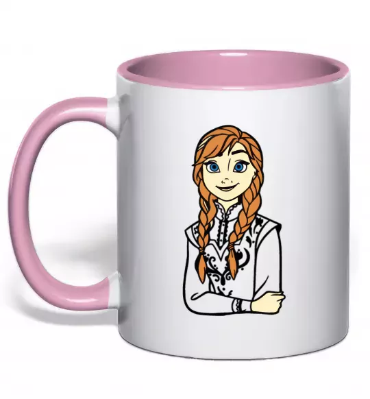 Чашка з кольоровою ручкою Анна Холодне Серце Ніжно рожевий фото