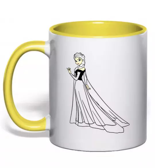 Чашка з кольоровою ручкою Ельза Холодне Серце Сонячно жовтий фото