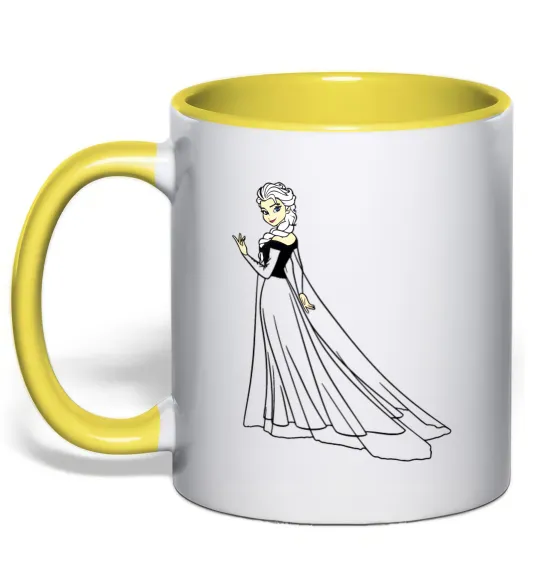 Чашка с цветной ручкой Ельза Холодне Серце Лимонный фото