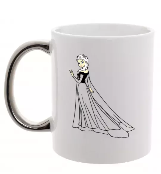 Чашка з кольоровою ручкою Ельза Холодне Серце Срібло фото