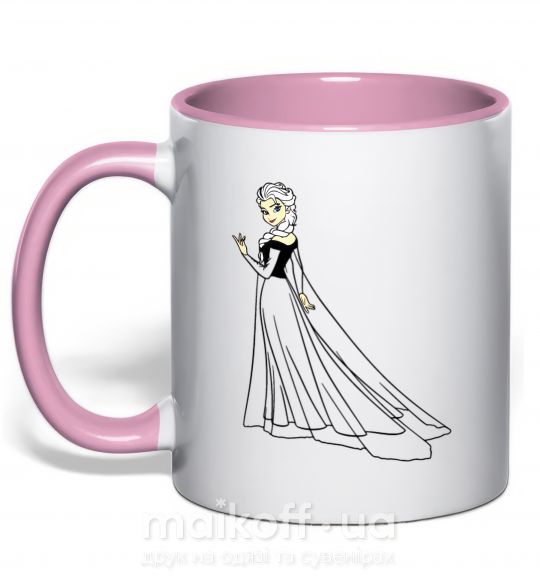 Чашка с цветной ручкой Ельза Холодное Серце Нежно розовый фото