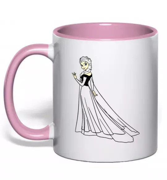 Чашка з кольоровою ручкою Ельза Холодне Серце Ніжно рожевий фото