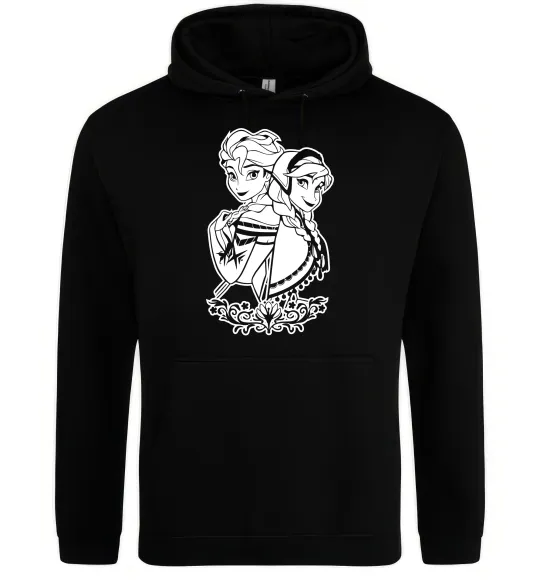 Чоловіча толстовка (худі) Анна та Ельза Чорний фото