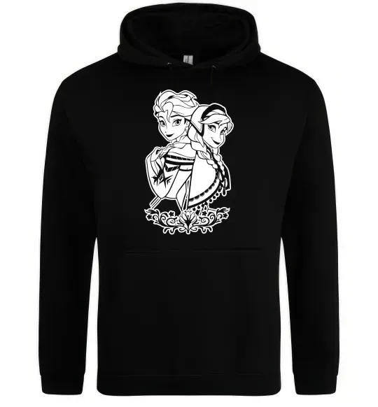 Жіноча толстовка (худі) Анна та Ельза Чорний фото