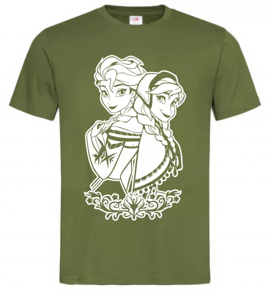 Чоловіча футболка Анна та Ельза Оливковий фото
