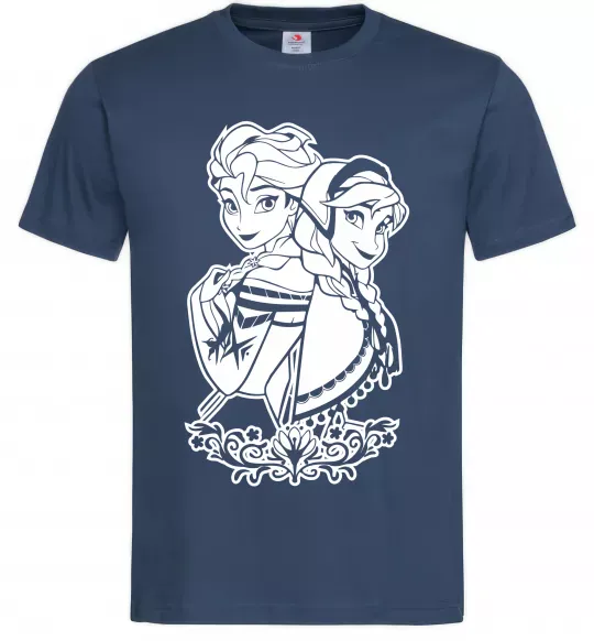 Чоловіча футболка Анна та Ельза Темно-синій фото