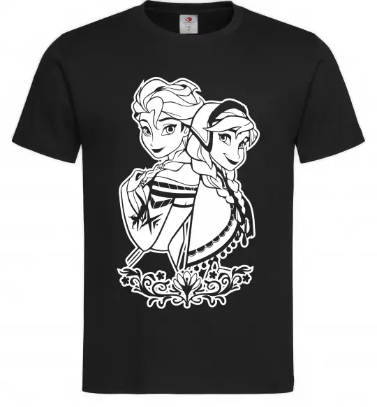 Чоловіча футболка Анна та Ельза Чорний фото