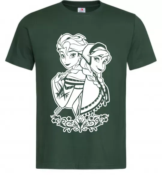 Чоловіча футболка Анна та Ельза Темно-зелений фото