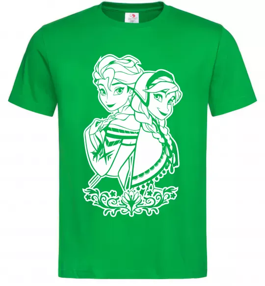Чоловіча футболка Анна та Ельза Зелений фото