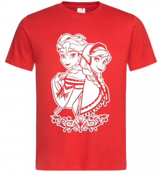 Чоловіча футболка Анна та Ельза Червоний фото