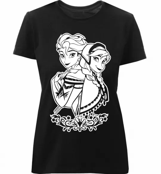 Жіноча преміум футболка Анна та Ельза Чорний фото
