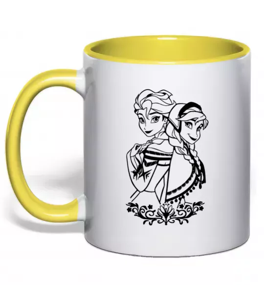 Чашка с цветной ручкой Анна та Ельза Солнечно желтый фото