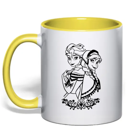 Чашка с цветной ручкой Анна та Ельза Лимонный фото