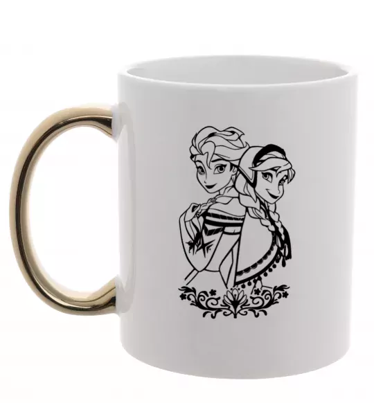 Чашка с цветной ручкой Анна та Ельза Золото фото