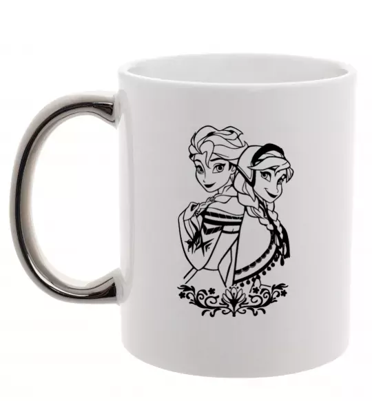 Чашка с цветной ручкой Анна та Ельза Серебро фото