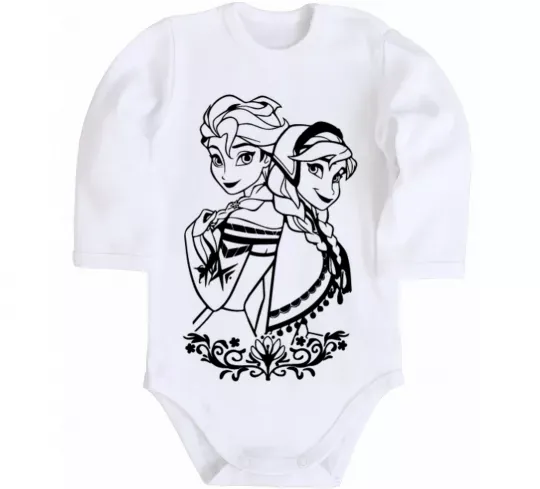 Дитячий бодік Анна та Ельза Білий фото