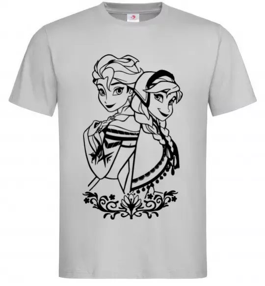 Чоловіча футболка Анна та Ельза Сірий фото