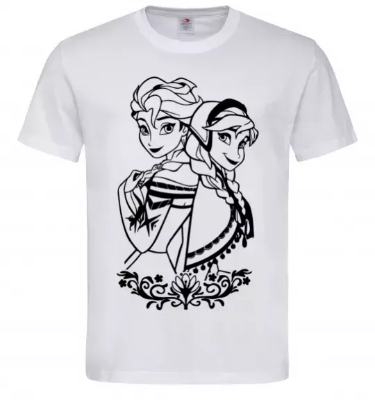 Чоловіча футболка Анна та Ельза Білий фото