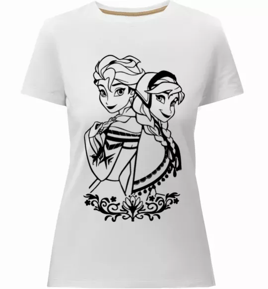 Жіноча преміум футболка Анна та Ельза Білий фото