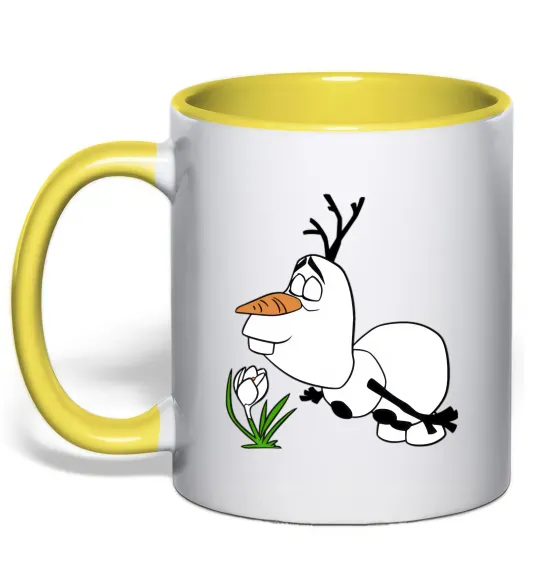 Чашка с цветной ручкой Олаф весна Солнечно желтый фото