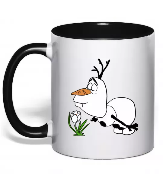 Чашка с цветной ручкой Олаф весна Черный фото