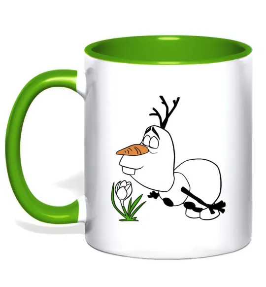 Чашка з кольоровою ручкою Олаф весна Лаймовий фото