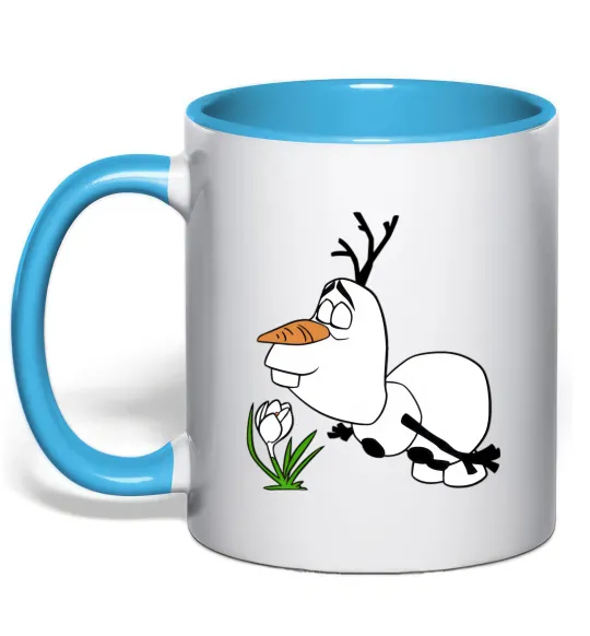 Чашка с цветной ручкой Олаф весна Голубой фото