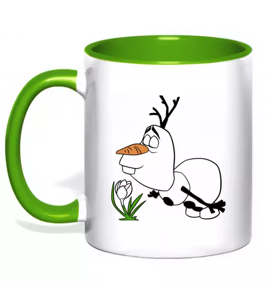 Чашка с цветной ручкой Олаф весна Зеленый фото