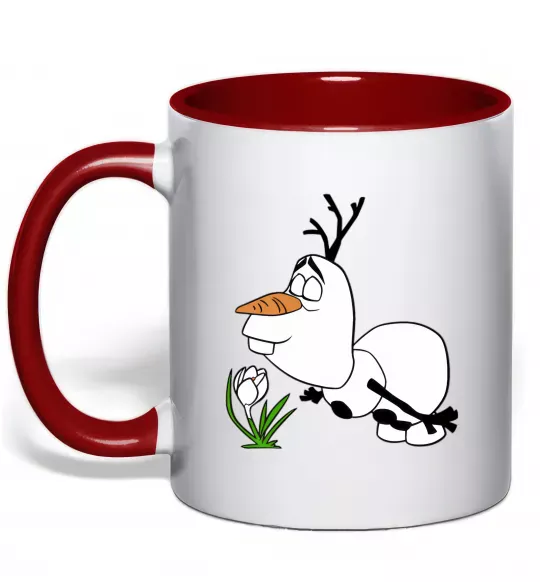 Чашка с цветной ручкой Олаф весна Красный фото