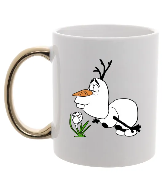 Чашка с цветной ручкой Олаф весна Золото фото